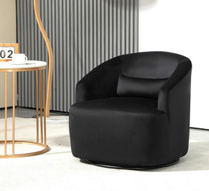 English Elm 360 Swivel Barrel Chair Plush Velvet Upholstery Curved Arms Contemporary Living Room B2735P511220