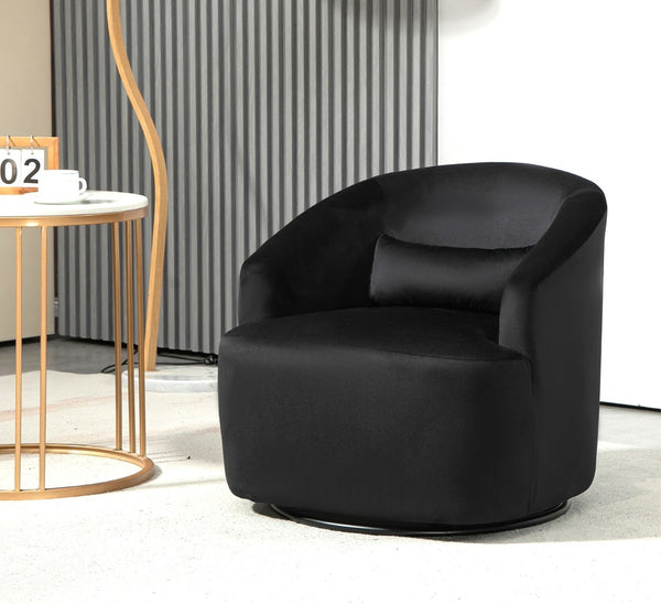 English Elm 360 Swivel Barrel Chair Plush Velvet Upholstery Curved Arms Contemporary Living Room B2735P511220