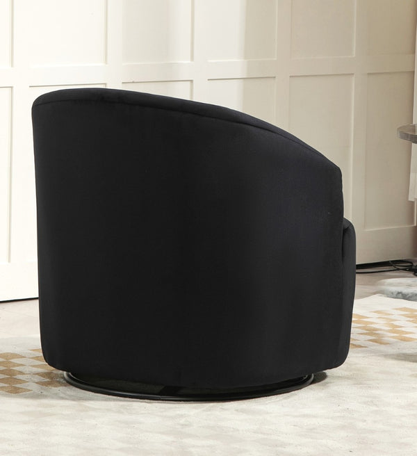 English Elm 360 Swivel Barrel Chair Plush Velvet Upholstery Curved Arms Contemporary Living Room B2735P511220