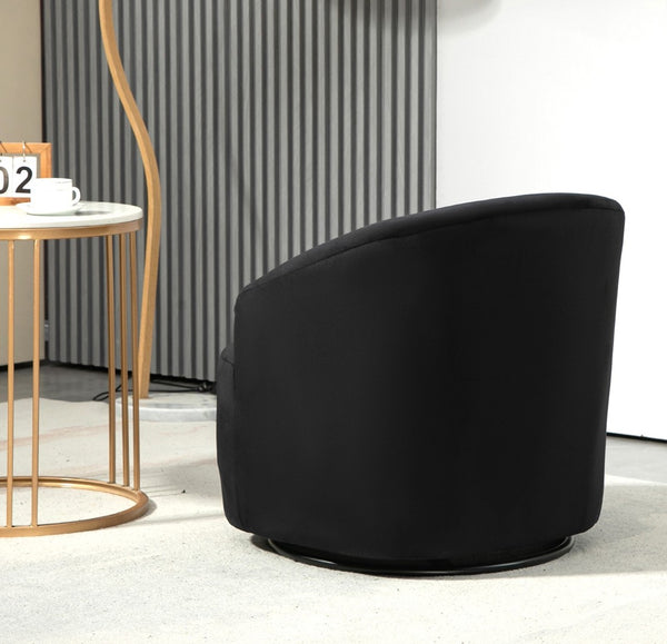 English Elm 360 Swivel Barrel Chair Plush Velvet Upholstery Curved Arms Contemporary Living Room B2735P511220