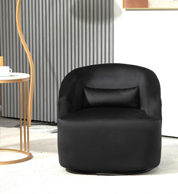 English Elm 360 Swivel Barrel Chair Plush Velvet Upholstery Curved Arms Contemporary Living Room B2735P511220