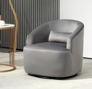 English Elm 361 Degree Swivel Velvet Barrel Chair Fully Assembled Cocoon Seat for Any Room B2735P511221