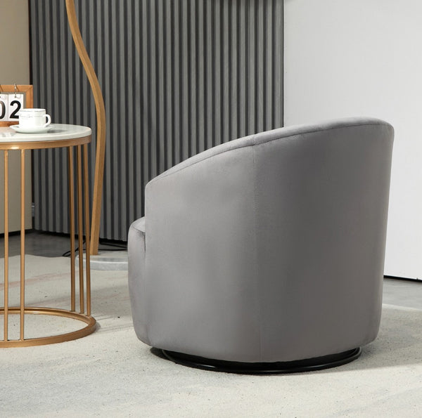English Elm 361 Degree Swivel Velvet Barrel Chair Fully Assembled Cocoon Seat for Any Room B2735P511221