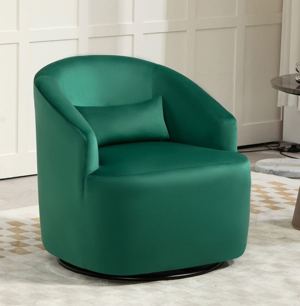 English Elm 362 Degree Swivel Velvet Barrel Chair Curved Cocoon Seat for Living Room or Bedroom B2735P511222