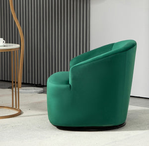 English Elm 362 Degree Swivel Velvet Barrel Chair Curved Cocoon Seat for Living Room or Bedroom B2735P511222