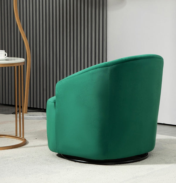 English Elm 362 Degree Swivel Velvet Barrel Chair Curved Cocoon Seat for Living Room or Bedroom B2735P511222