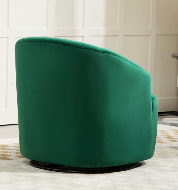 English Elm 362 Degree Swivel Velvet Barrel Chair Curved Cocoon Seat for Living Room or Bedroom B2735P511222