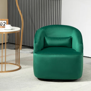 English Elm 362 Degree Swivel Velvet Barrel Chair Curved Cocoon Seat for Living Room or Bedroom B2735P511222