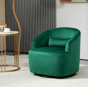 English Elm 362 Degree Swivel Velvet Barrel Chair Curved Cocoon Seat for Living Room or Bedroom B2735P511222