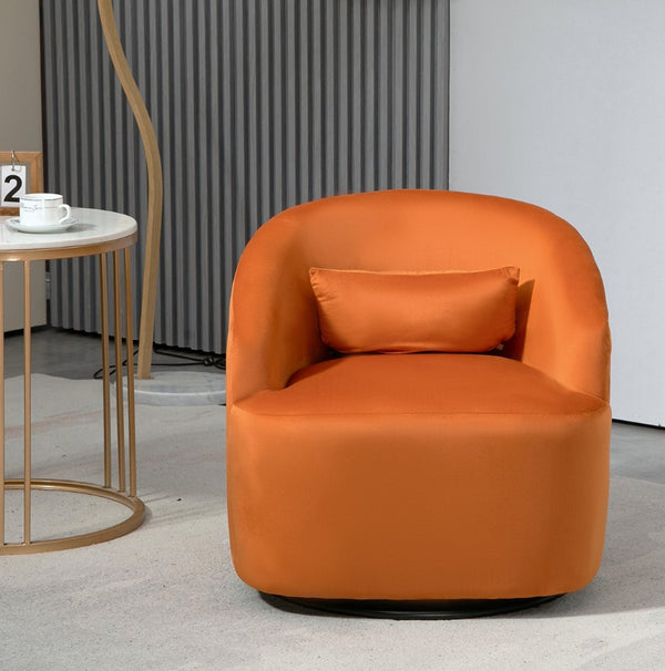 English Elm 363 Degree Swivel Barrel Chair Plush Velvet Curved Seat for Living Room or Bedroom B2735P511223