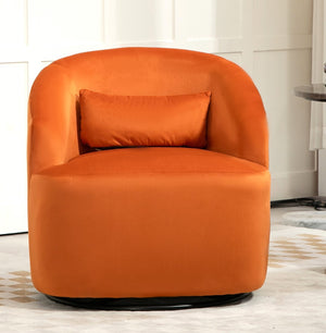 English Elm 363 Degree Swivel Barrel Chair Plush Velvet Curved Seat for Living Room or Bedroom B2735P511223