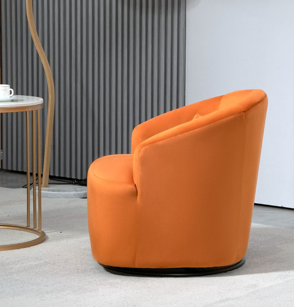 English Elm 363 Degree Swivel Barrel Chair Plush Velvet Curved Seat for Living Room or Bedroom B2735P511223