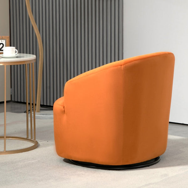 English Elm 363 Degree Swivel Barrel Chair Plush Velvet Curved Seat for Living Room or Bedroom B2735P511223