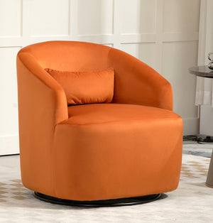 English Elm 363 Degree Swivel Barrel Chair Plush Velvet Curved Seat for Living Room or Bedroom B2735P511223