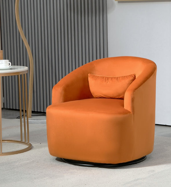 English Elm 363 Degree Swivel Barrel Chair Plush Velvet Curved Seat for Living Room or Bedroom B2735P511223