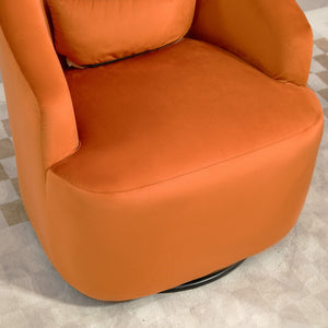 English Elm 363 Degree Swivel Barrel Chair Plush Velvet Curved Seat for Living Room or Bedroom B2735P511223