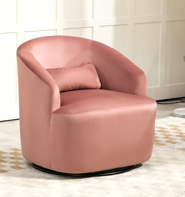 English Elm 364 Degree Swivel Velvet Barrel Chair Curved Accent Seat for Living Room or Bedroom B2735P511224