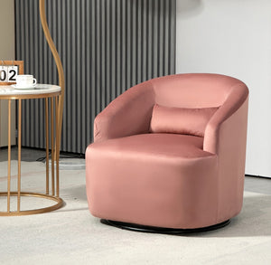 English Elm 364 Degree Swivel Velvet Barrel Chair Curved Accent Seat for Living Room or Bedroom B2735P511224