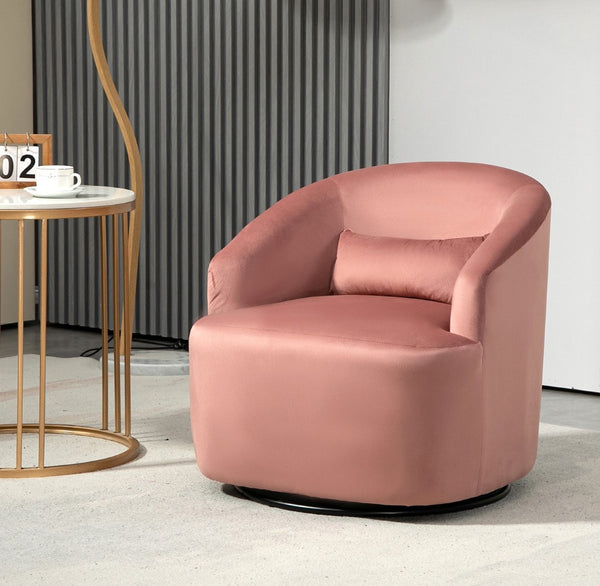 English Elm 364 Degree Swivel Velvet Barrel Chair Curved Accent Seat for Living Room or Bedroom B2735P511224
