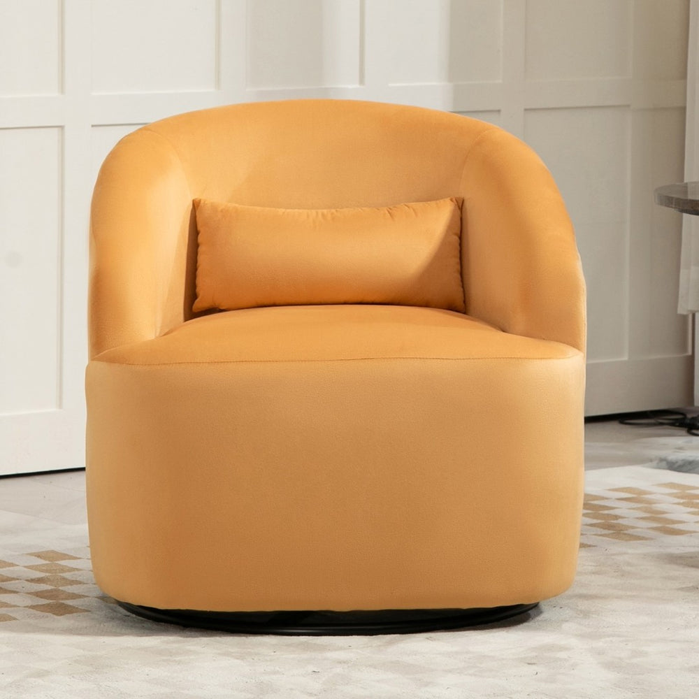 English Elm 365 Degree Swivel Velvet Barrel Chair Curved Fully Assembled Accent for Living Room B2735P511225