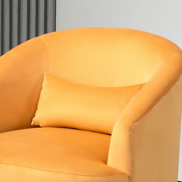 English Elm 365 Degree Swivel Velvet Barrel Chair Curved Fully Assembled Accent for Living Room B2735P511225
