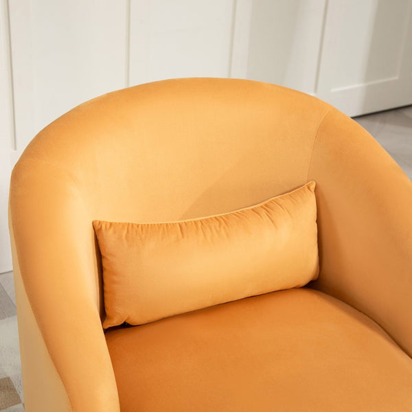 English Elm 365 Degree Swivel Velvet Barrel Chair Curved Fully Assembled Accent for Living Room B2735P511225