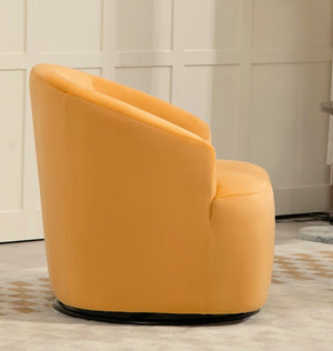 English Elm 365 Degree Swivel Velvet Barrel Chair Curved Fully Assembled Accent for Living Room B2735P511225