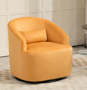 English Elm 365 Degree Swivel Velvet Barrel Chair Curved Fully Assembled Accent for Living Room B2735P511225