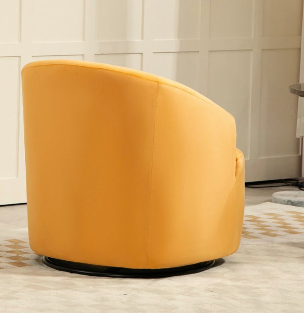 English Elm 365 Degree Swivel Velvet Barrel Chair Curved Fully Assembled Accent for Living Room B2735P511225