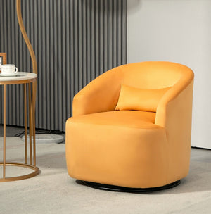 English Elm 365 Degree Swivel Velvet Barrel Chair Curved Fully Assembled Accent for Living Room B2735P511225