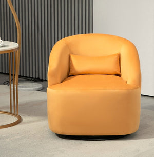 English Elm 365 Degree Swivel Velvet Barrel Chair Curved Fully Assembled Accent for Living Room B2735P511225