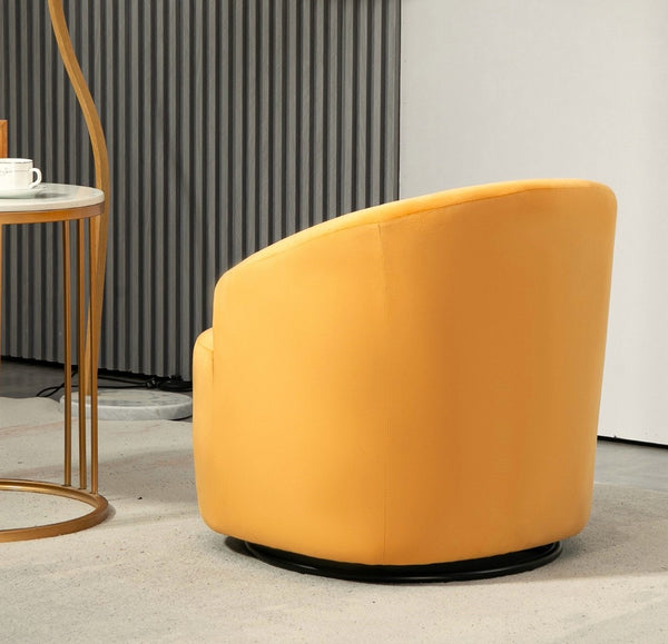 English Elm 365 Degree Swivel Velvet Barrel Chair Curved Fully Assembled Accent for Living Room B2735P511225