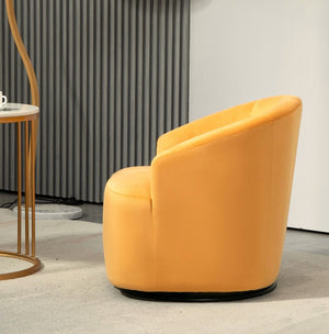 English Elm 365 Degree Swivel Velvet Barrel Chair Curved Fully Assembled Accent for Living Room B2735P511225