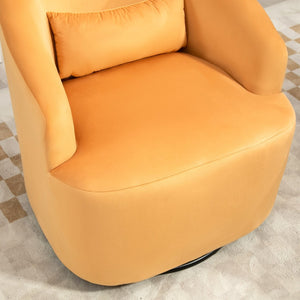 English Elm 365 Degree Swivel Velvet Barrel Chair Curved Fully Assembled Accent for Living Room B2735P511225