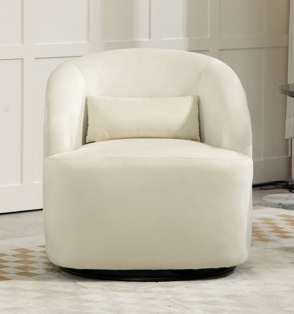 English Elm 366 Swivel Barrel Velvet Accent Chair Curved Wraparound Seat for Living Room B2735P511226