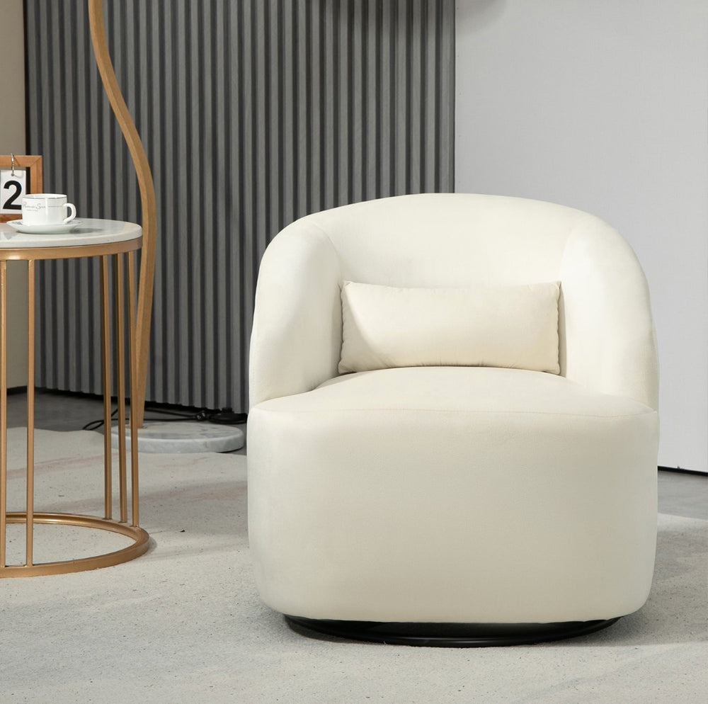 English Elm 366 Swivel Barrel Velvet Accent Chair Curved Wraparound Seat for Living Room B2735P511226