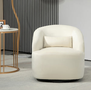 English Elm 366 Swivel Barrel Velvet Accent Chair Curved Wraparound Seat for Living Room B2735P511226