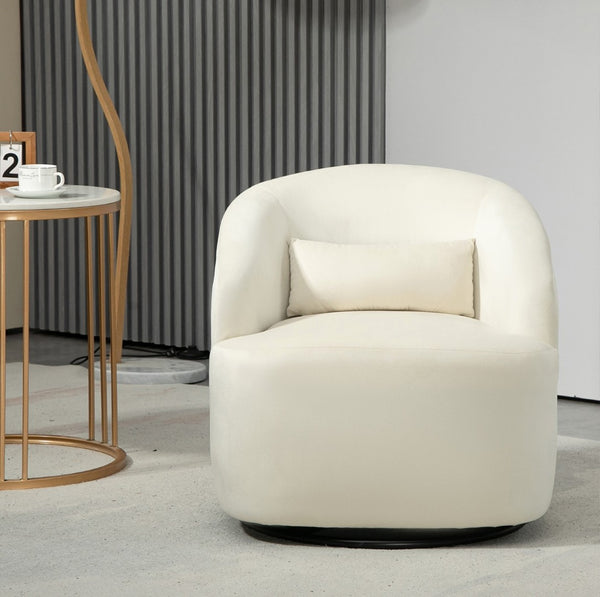 English Elm 366 Swivel Barrel Velvet Accent Chair Curved Wraparound Seat for Living Room B2735P511226