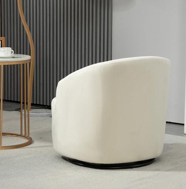 English Elm 366 Swivel Barrel Velvet Accent Chair Curved Wraparound Seat for Living Room B2735P511226