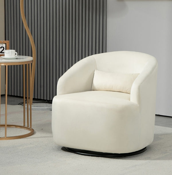 English Elm 366 Swivel Barrel Velvet Accent Chair Curved Wraparound Seat for Living Room B2735P511226