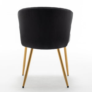 English Elm Modern Channel Tufted Velvet Slipper Chair with Gold Legs for Bedroom or Entryway Black B2735P511268