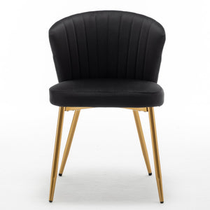 English Elm Modern Channel Tufted Velvet Slipper Chair with Gold Legs for Bedroom or Entryway Black B2735P511268