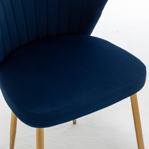 English Elm Modern Channel Tufted Velvet Slipper Chair with Gold Legs for Bedroom or Entryway Blue B2735P511269