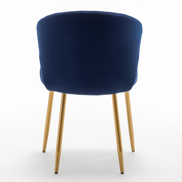 English Elm Modern Channel Tufted Velvet Slipper Chair with Gold Legs for Bedroom or Entryway Blue B2735P511269