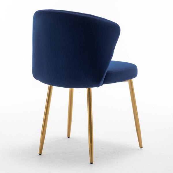 English Elm Modern Channel Tufted Velvet Slipper Chair with Gold Legs for Bedroom or Entryway Blue B2735P511269
