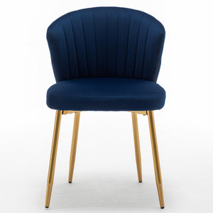 English Elm Modern Channel Tufted Velvet Slipper Chair with Gold Legs for Bedroom or Entryway Blue B2735P511269