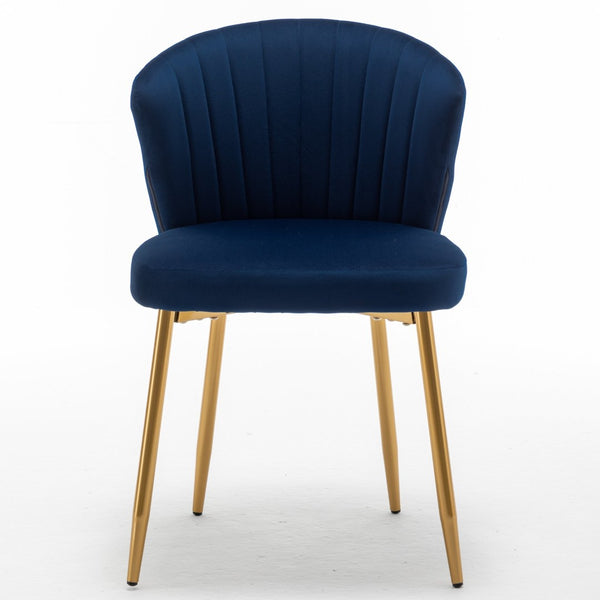 English Elm Modern Channel Tufted Velvet Slipper Chair with Gold Legs for Bedroom or Entryway Blue B2735P511269