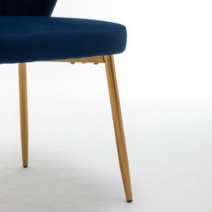 English Elm Modern Channel Tufted Velvet Slipper Chair with Gold Legs for Bedroom or Entryway Blue B2735P511269