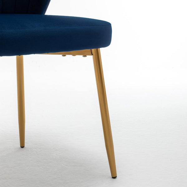 English Elm Modern Channel Tufted Velvet Slipper Chair with Gold Legs for Bedroom or Entryway Blue B2735P511269