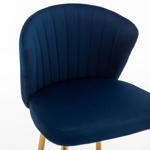 English Elm Modern Channel Tufted Velvet Slipper Chair with Gold Legs for Bedroom or Entryway Blue B2735P511269
